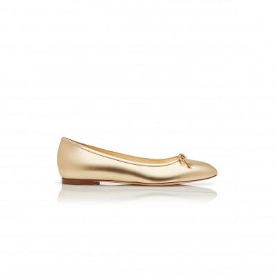 MANOLO BLAHNIK VERALLIM GOLD NAPPA LEATHER BALLERINA FLATS 125-2975-0001